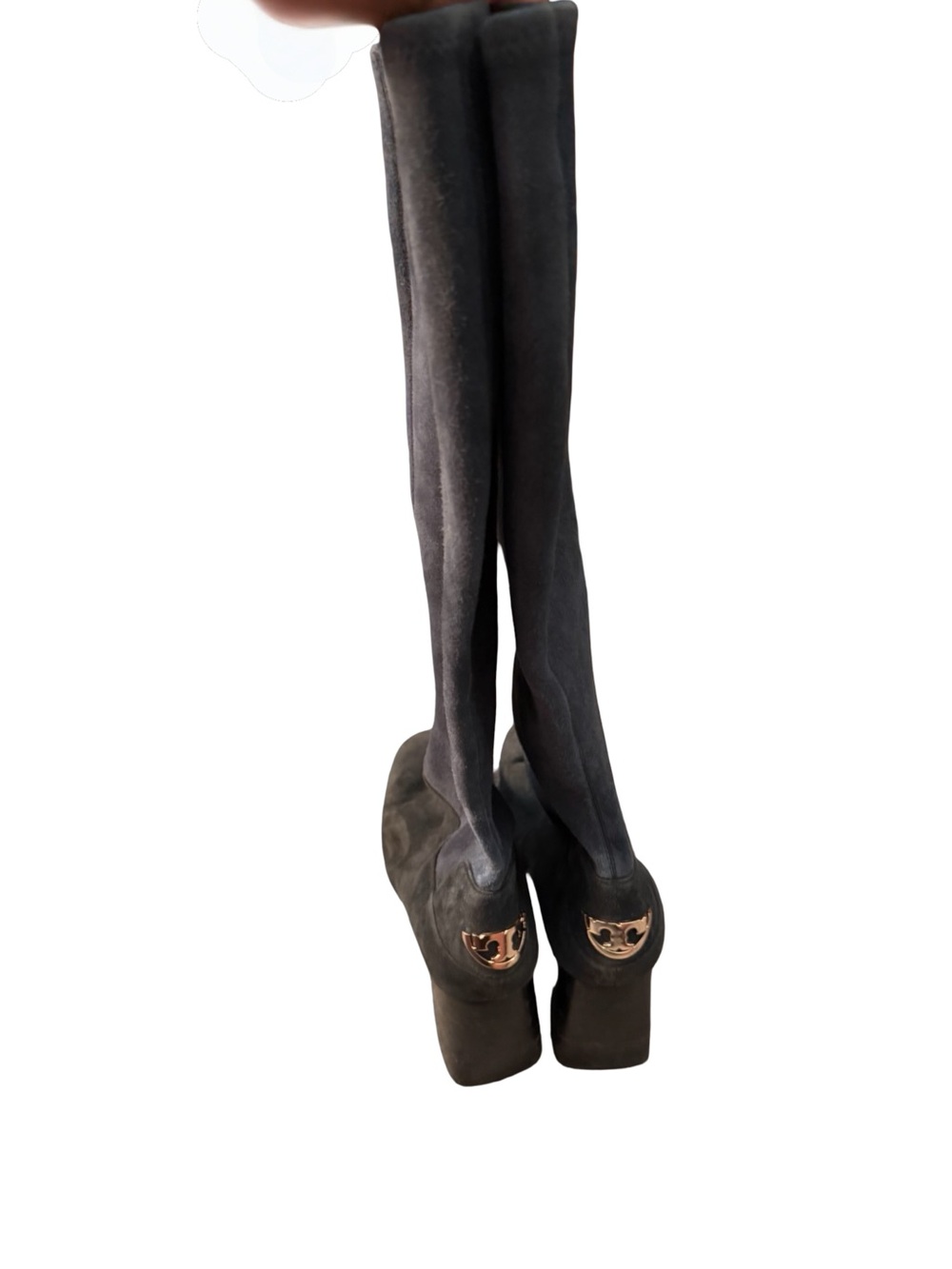 Tory Burch Black Suede Over-the-Knee Stretch Boots